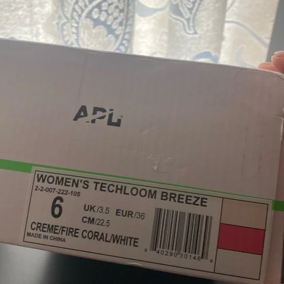 NIB APL Women's Techloom Breeze Size 6 Crème/Fire Coral/White - Picture 6 of 6